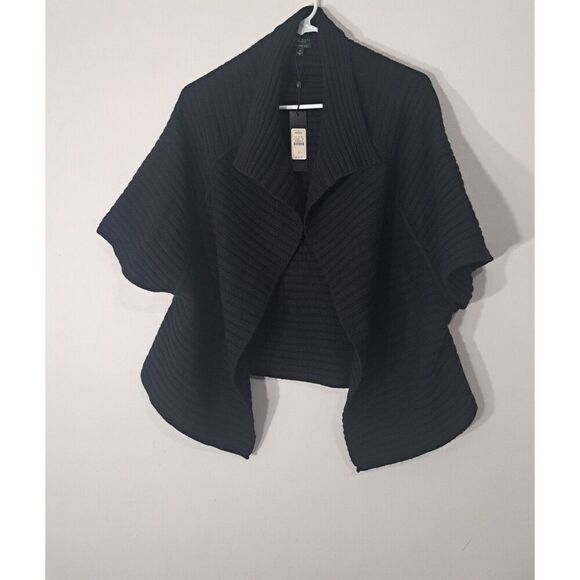 Talbots Sweaters - Talbots Womens Small Kimono sweater Ribbed fine Merino Wool Black $119